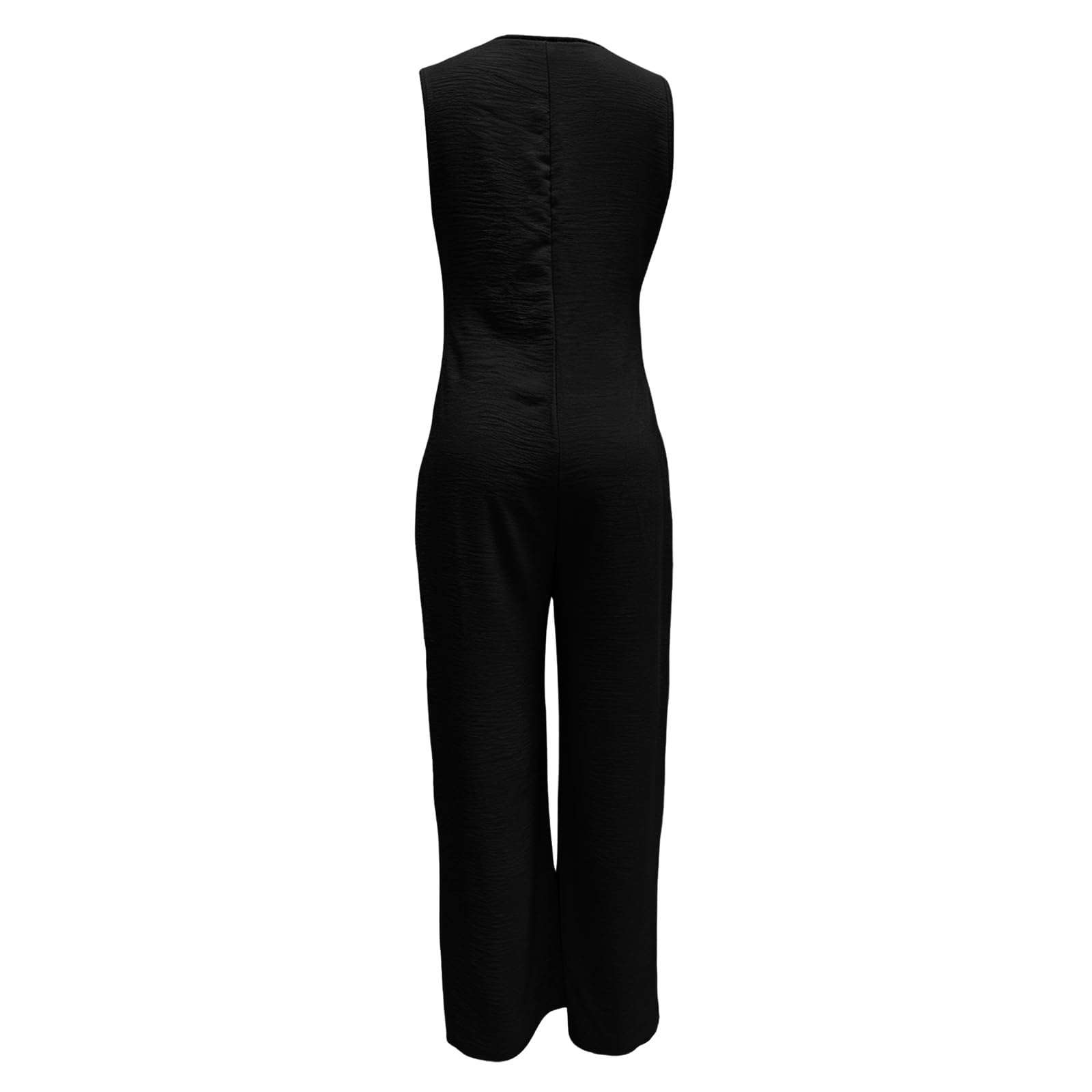 Générique Combinaison Linge de Coton Femme Été Sans Manches Jumpsuit Casual Chic et Élégant Bretelles Spaghetti Réglables Romper Salopette à Jambes Larges Loose Playsuit avec Poches Robe de Plage