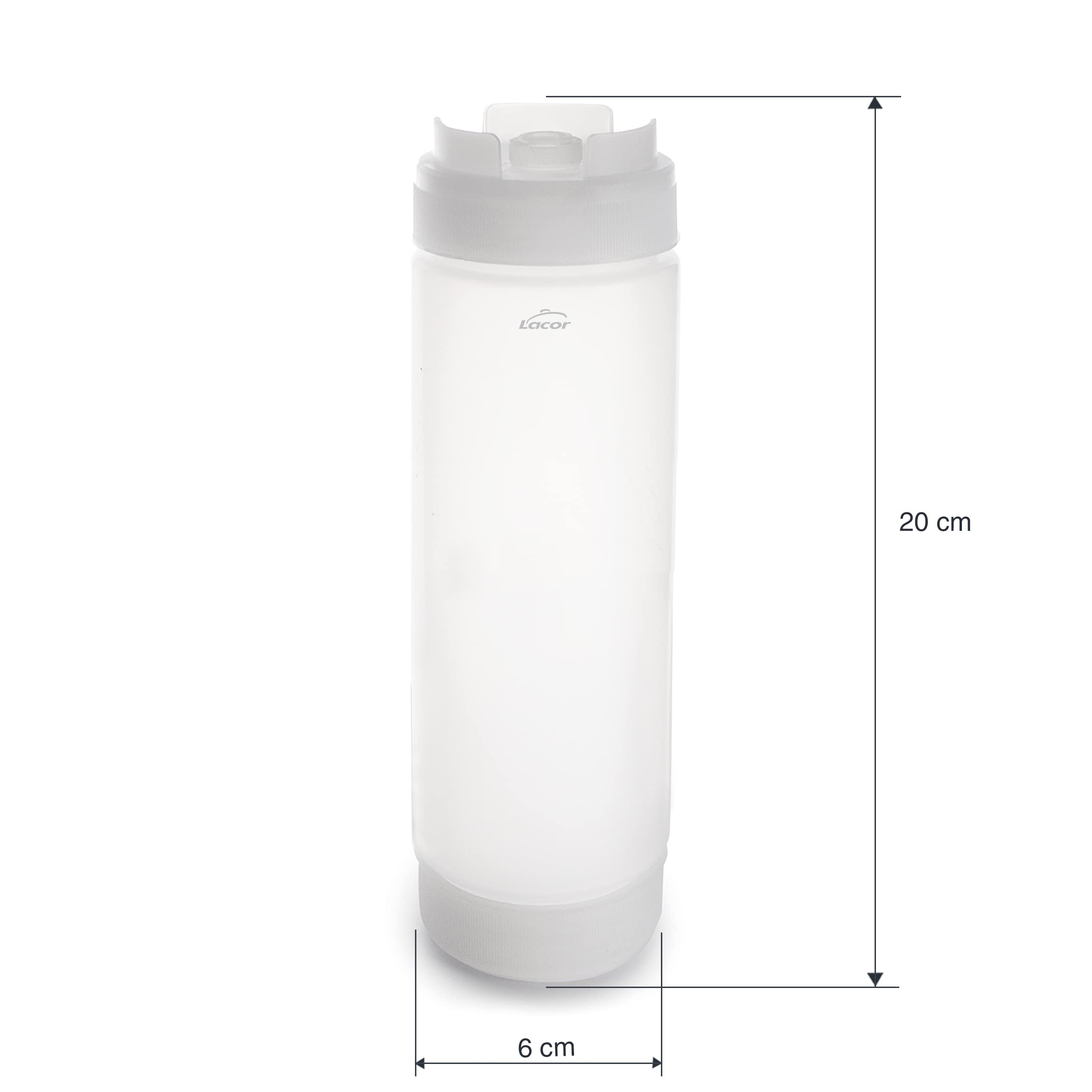 LACOR - 61978 - Botella Biberón, Recipiente para Salsas, Bote para Salsas, Polipropileno, No Gotea, Boquilla de Silicona, Libre de BPA, 500 ml