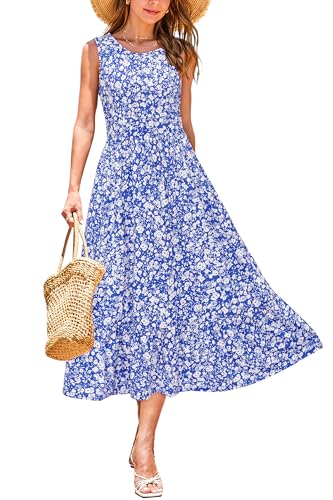 Image of STYLEWORD Womens Summer Casual Short Sleeve Flowy Midi Beach Dress