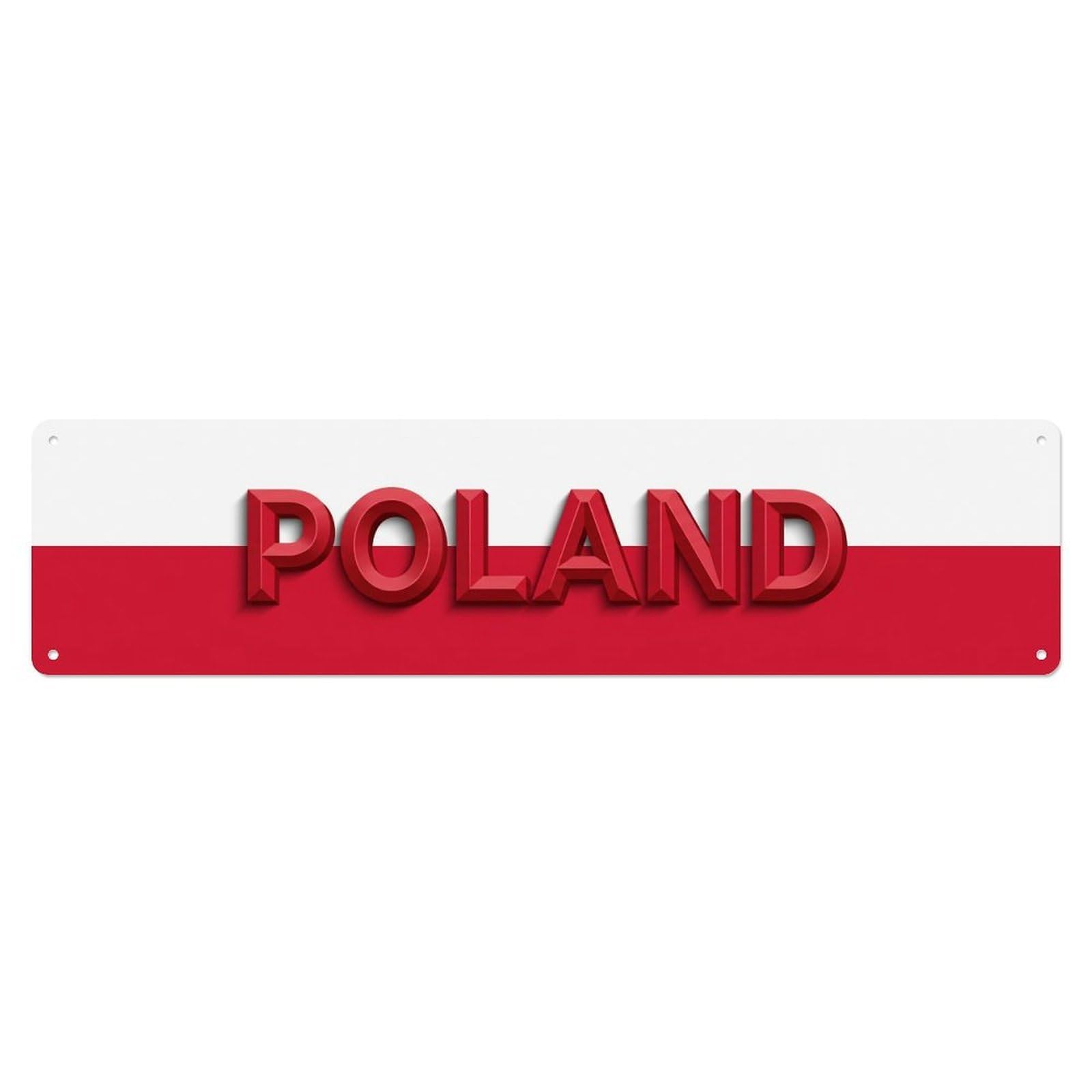 Vintage Poland Flag Pattern Metal Tin Sign