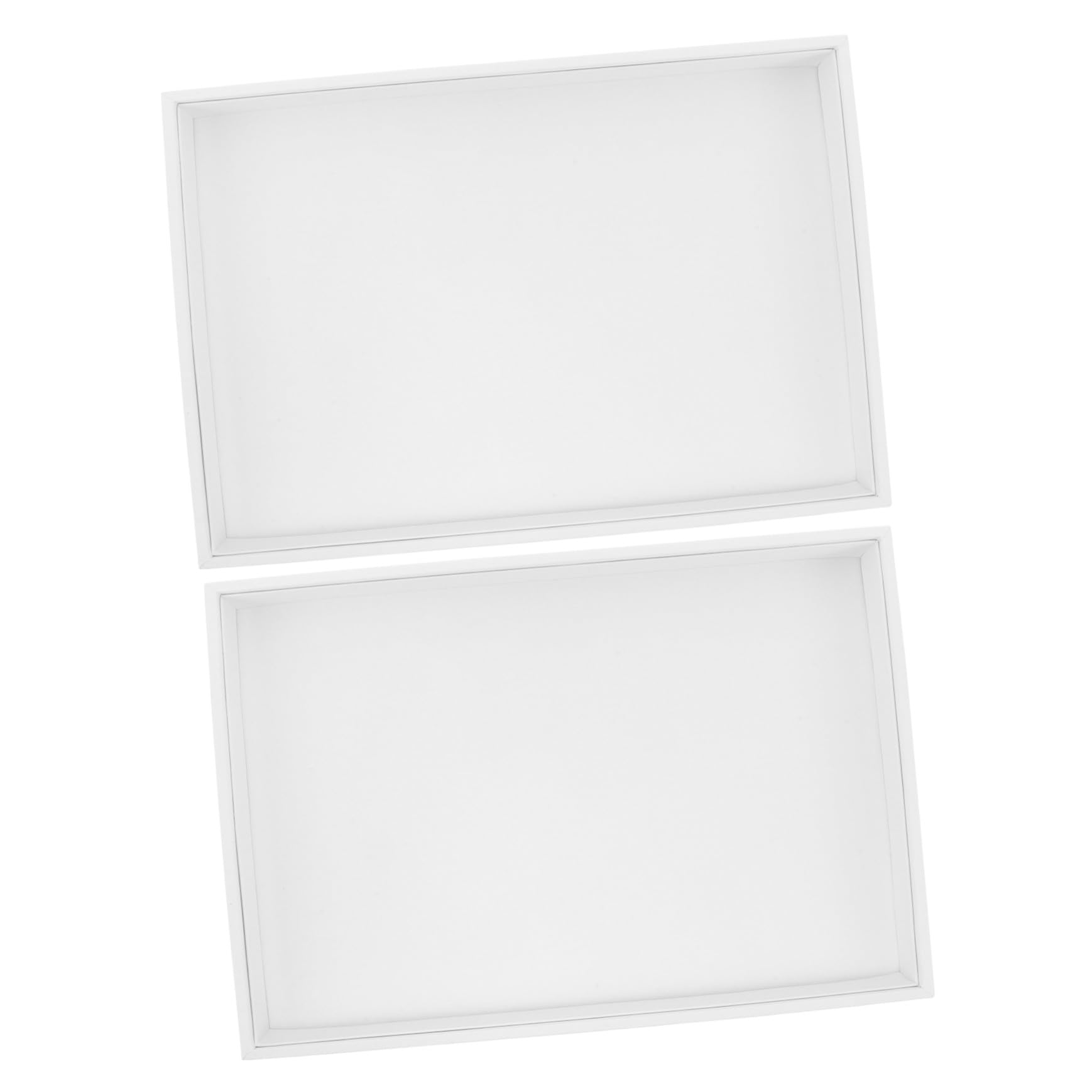 KOMBIUDA 2 Pezzi Vassoi per Gioielli Vuoti in Pelle Pu e Lino Bianco, Grande Dimensione Elegante per Braccialetti e Anelli, Organizzatore Impilabile per Cassetto da Camera