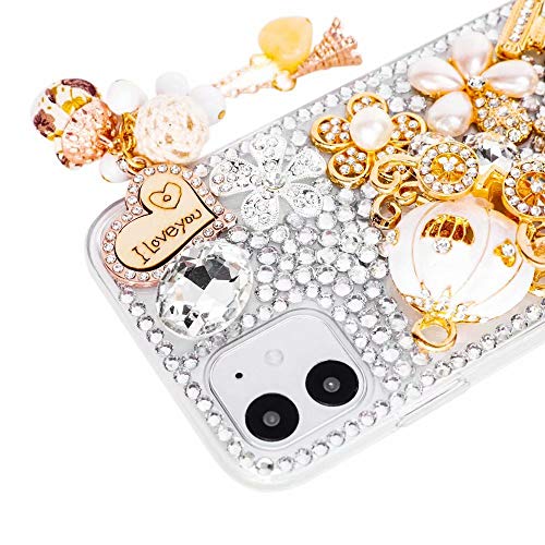 Max-Abc Iphone 11 Bling Glitter Case,Luxury Shiny Diamond Crystal Rhinestone Sparkly Jewelled Gemstone Pumpkin Car 3D Handmade Clear Cover Case For Iphone 11 6.1'' #TOP2
