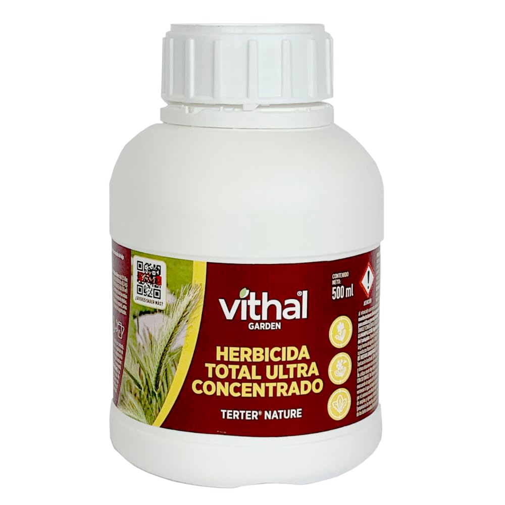VITHAL Garden Herbicida Total Ultra Concentrado 500 ml - Acción Rápida en 15 Minutos, Eficaz Contra Malas Hierbas y Musgos - Activo 100% Natural, Hasta 250 m², Uso Todo el Año
