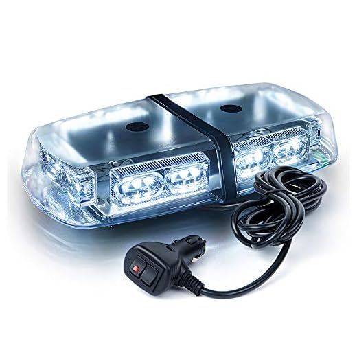 Xprite White 36 LED Rooftop Mini Bar Strobe Lights High Intensity Emergency Hazard Warning Beacon Light w/Magnetic Base for Safety Caution Vehicles Construction Trucks Snow Plowing Cars Postal Vans