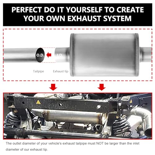 Image of 2.75 inch Exhaust Muffler,Straight-Through Performance Muffler Resonator with Universal Stainless Steel muffler for Cars, Trucks(2.75''Inlet /Outlet)