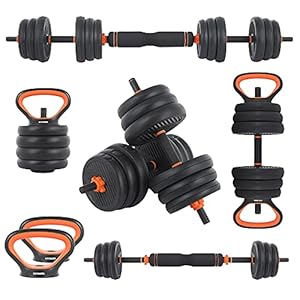 HOFURME Adjustable Dumbbell Set, 55/77 LBS Free Weights Dumbbells, 4 in 1 Weight Set, Dumbbell, Barbell, Kettlebell and…