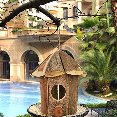 Hamiledyi Vintage Chickadee Bird House Nest Hummingbird House For Outside Small Grass Hanging Bird Nesting Natural Wooden Garden Birdhouse Box 3 Pack #TOP1
