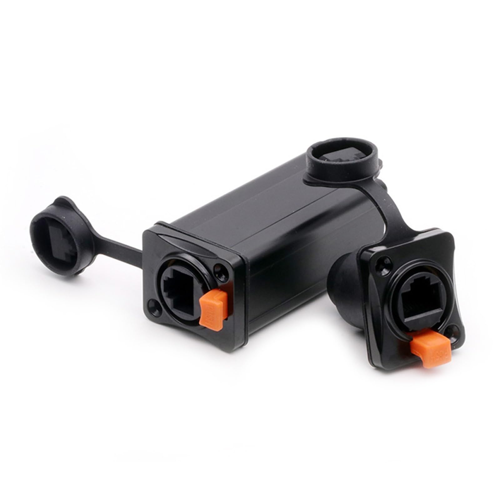 10 szt. RJ45 żeńskie złącze Ethernet, obudowa elektroniczna RJ45, adapter do montażu panelowego, konwerter (10 x tworzywo sztuczne, 65 mm)