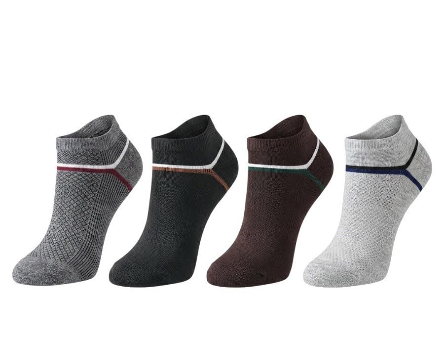 Men's Athletic Ankle Socks 4 Pairs, Cushioned Cotton Low Cut Breathable Sports Socks, Moisture Wicking Running Walking Gym Casual Socks with Arch Support, Multicolor-picture-12