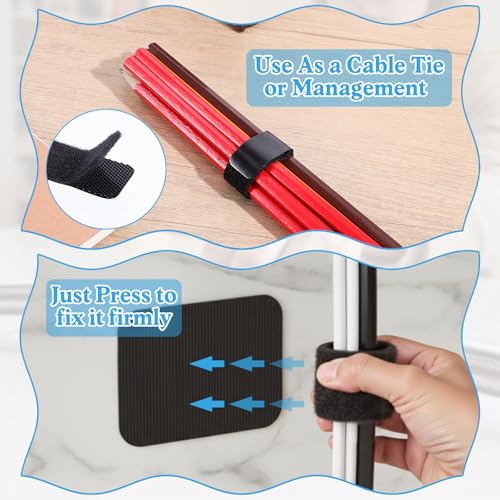 cobee 41 piezas de gestión de cables bajo el escritorio, ataduras de velcro autoadhesivas, clips y correas para cables, soporte ajustable para hasta 15 cables para TV, laptop y escritorio miniatura 3