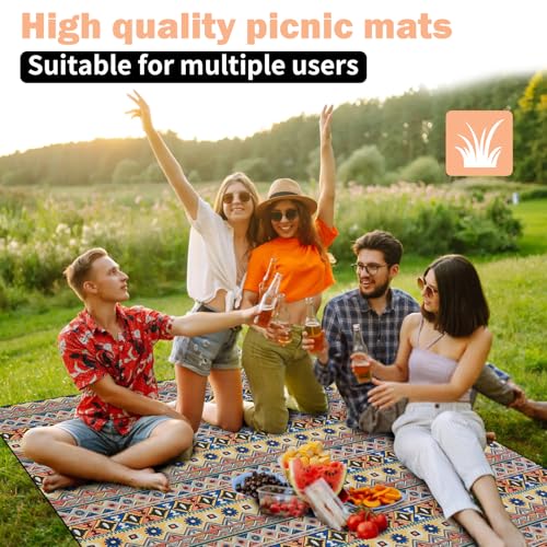 KIMIGO Outdoor Picknickdecke 200x200 cm – Camping Decke mit Aluminiumboden & Flauschiger Einseiten-Oberfläche,Outdoor Teppich,Stranddecke,wasserdichte Decke, für Strand,Camping und Garten