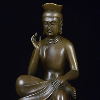 弥勒菩薩 銅製 仏像 置物 弥勒仏像の置物 工芸品 美術品 木彫】弥勒菩薩坐像 仏教美術 仏像 仏教