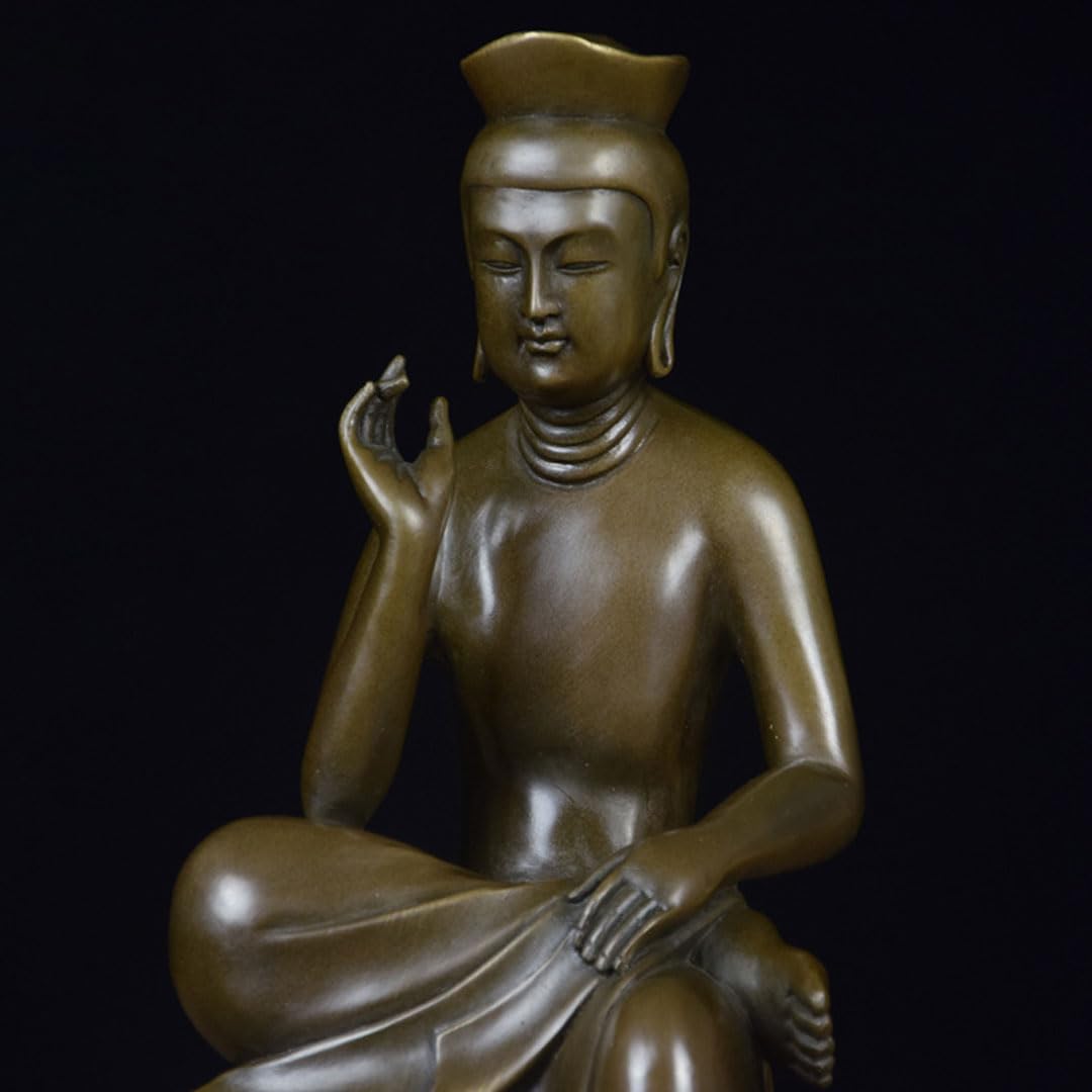 Amazon｜置物【菩薩】弥勒菩薩半跏像 仏像 フィギュア 総高19cm 銅製