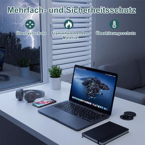 Enchufe empotrable con USB C, toma Schuko y tapa de protección para mesas de oficina 6