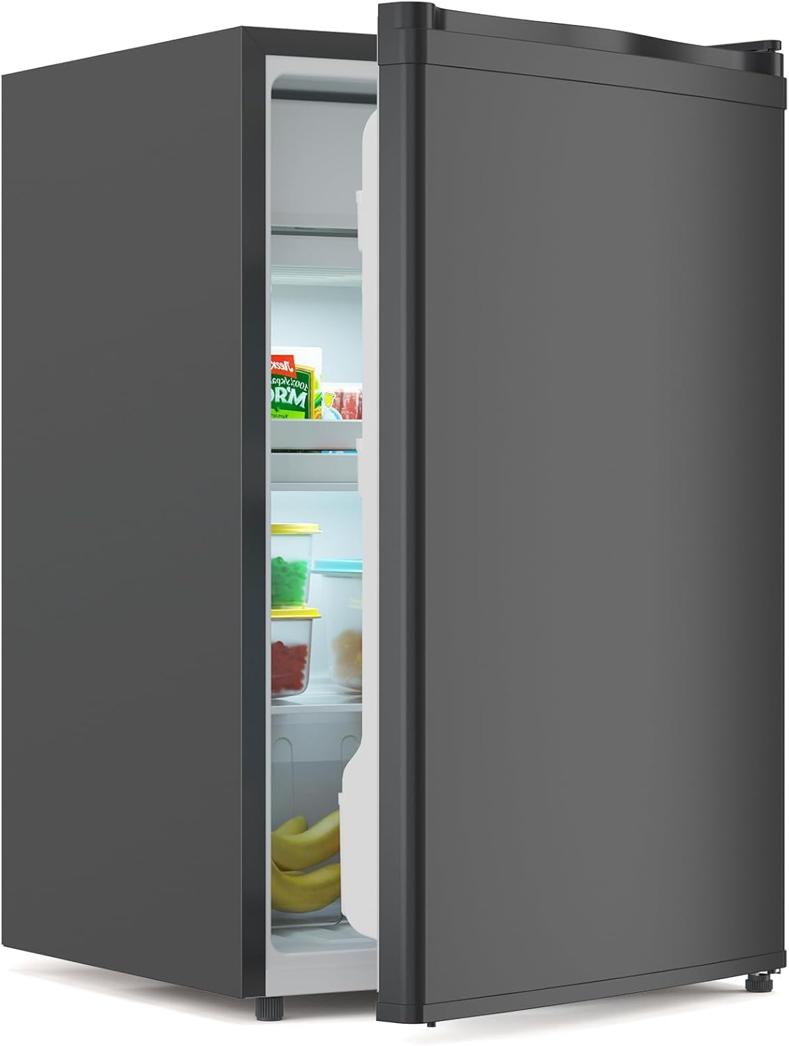 Mini Fridge with Freezer, 4.3 Cu.ft Compact Single Door Refrigerator with Removable Shelves, Adjustable Temperature Settings, Energy Efficient/Low Noise, for Home, Bedroom, Dorm, Office, Black