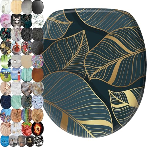 Sanilo Abattant WC, Grande sélection de lunettes de toilette, Finition de haute qualité, Charnières robustes, Fixation facile (Monstera)