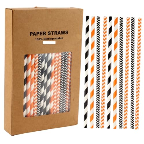 VALICLUD set 100 pitillos de papel kraft para Halloween miniatura 1