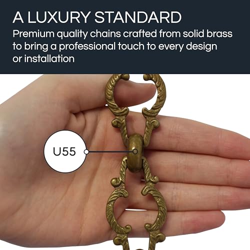 Image of RCH Hardware Decorative Polished Solid Brass Chain for Hanging, Lighting - Motif Unwelded Links (1 Foot)