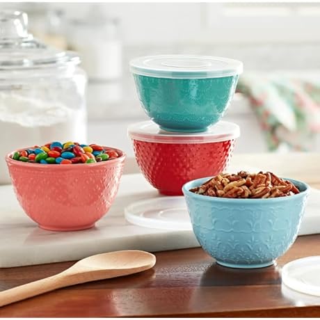 Pioneer Woman 8-Piece Melamine Timeless Beauty Prep Bowl Set, Multicolor