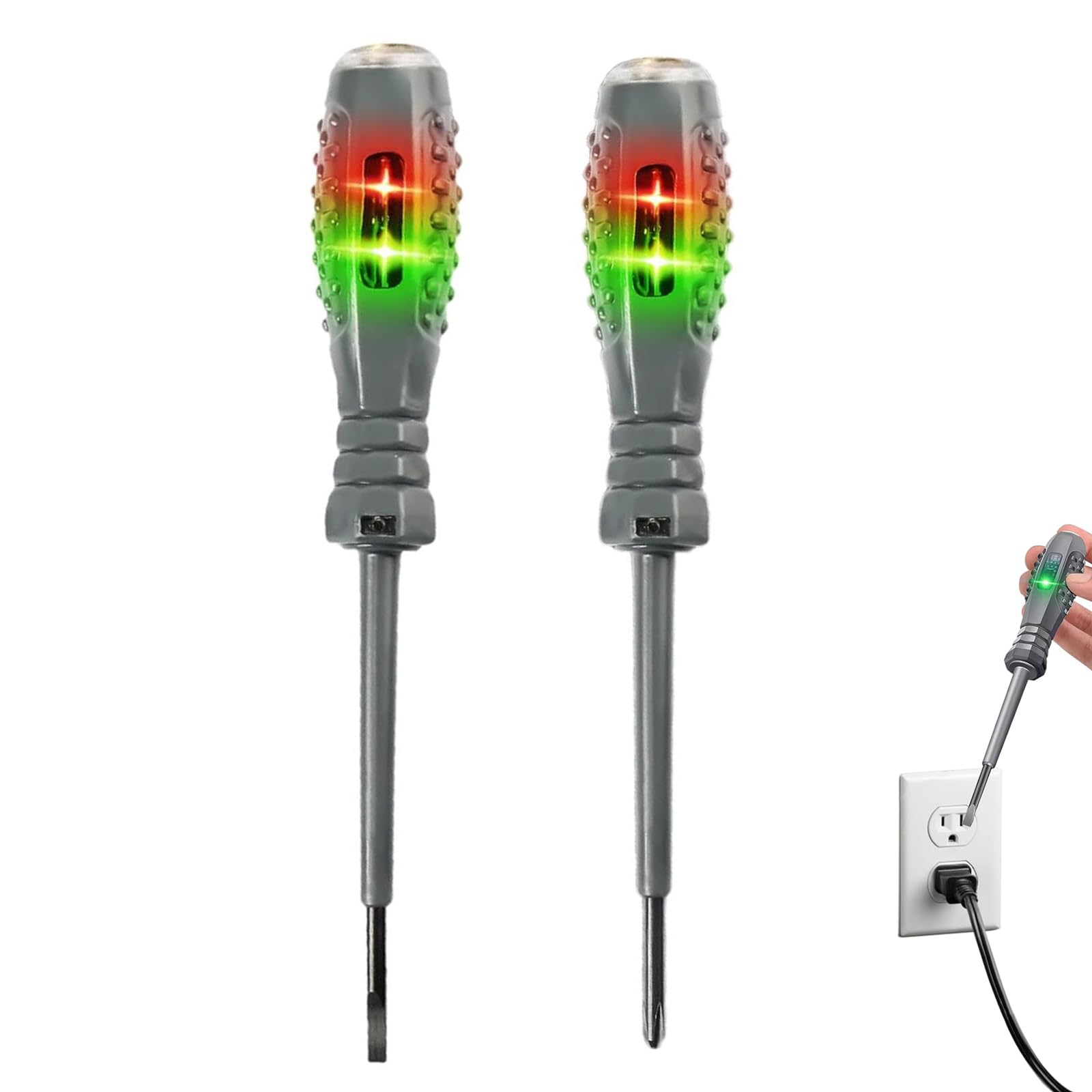 2-in-1 Electric Tester Screwdriver Set - High Torque Strong Magnetic Voltage Tester Pen - Circuit Tester Pens with Neon Indicator (Flathead + Crosshead)