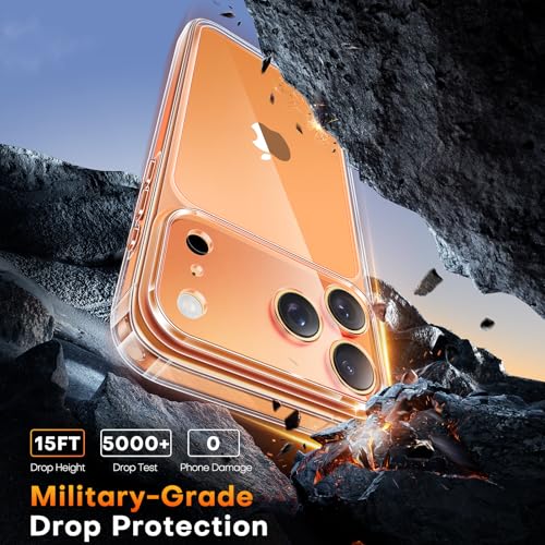 Image of TAURI for iPhone 17 Pro Max Case, with Screen Protector, Clear | Full Camera Protection, Anti-Yellowing Military-Grade Protection Shockproof Slim Phone Case for iPhone 17 ProMax