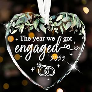 Christmas Engaged Ornament 2025, Heart-Shaped Glass Engagement Ornament, Engagement Gifts for Couples, Bride to Be, First Christmas Engaged Decoration