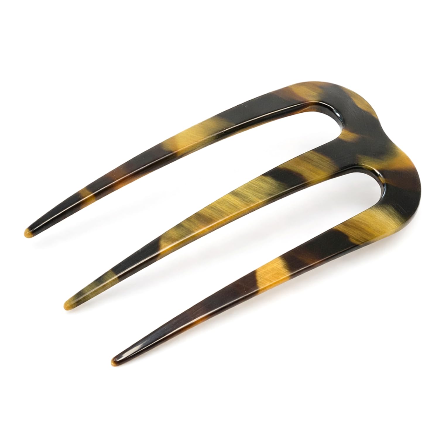 French Amie Tri Prongs 3" Medium Handmade Cellulose French Twist Stick Clip Pins 3-Prong Hair Fork for Girls Spiral Up-do Chignon Bun Holder Flexible Durable Styling Women Hair Accessories, Made in