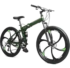 Boop MTB Unisex Bikes MTB Foldable Bicycle 26 * 4 Inches Wheel 21 Speed Shimano Gears Cycles for Unisex Adults (Green)