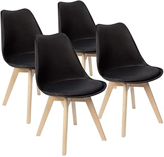 KSW_KKW Gambe Sedia tappezzata Laterale con Legno di faggio e Morbido Imbottito Shell Tulip Sedia for Sala da Pranzo Camera da Letto Cucina Set di 4