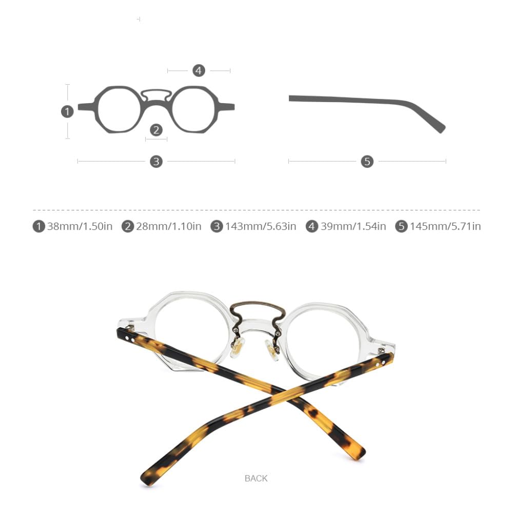 MUTYNE Montura de gafas de acetato para hombre, anteojos redondos Retro Vintage, gafas