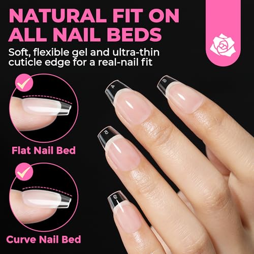 Image of UNA GELLA Short Coffin Nails Tips, 504pcs No c Curve short Coffin Gel Press On Nails Pre Etched For Women Acrylic Nail Extension Full Cover Home Salon 12 Sizes