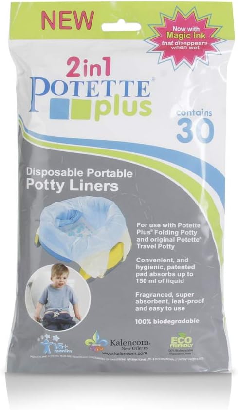 Insert Bags/Foil for Potette Plus or Potette Premium with Absorbent Insert, Biodegradable - for Hygienic Cleanliness on The Go - Quick and Easy Change - Pack of 30