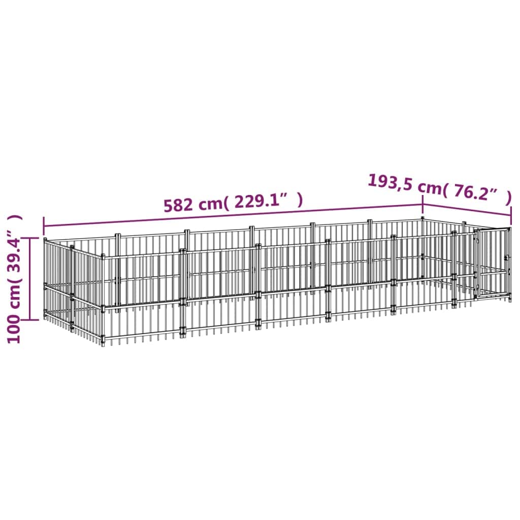 Perrera de acero para exteriores, 11,26 m², con rejilla metálica, plegable, protección y seguridad para cachorros, jardín, camping, uso en interiores o exteriores, construcción duradera