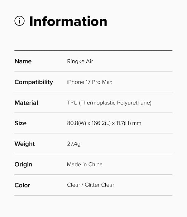 Ringke Air for iPhone 17 Pro Max Case, [Lightweight] Flexible Non-Slip Transparent Slim Fit TPU Protective Phone Cover with Precise Camera Cutouts - Clear by Ringke - Image 9