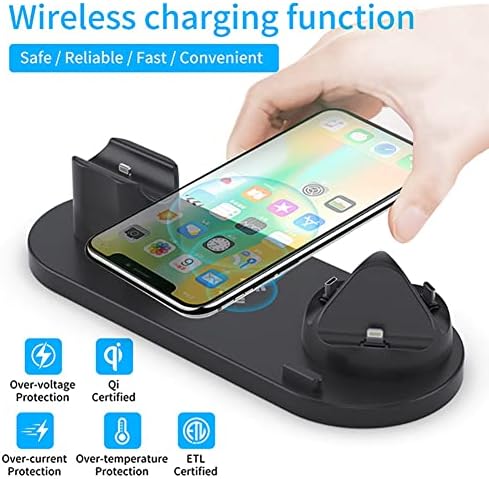 Wireless Charger Stand, 3rd Generation 6 in 1 Wireless Charging Station for Apple Watch & AirPods, All in One Charging Dock Compatible with iPhone 12/12 Pro/12 Pro Max/11/11 Pro Max/Samsung