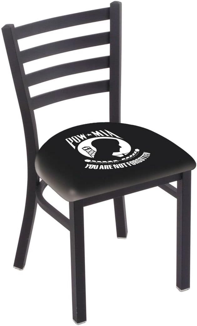Holland Bar Stool Co. L00418 Black Wrinkle POW/MIA Stationary Chair with Ladder Style Back by The