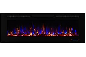 Valuxhome Electric Fireplace, 60" In-Wall Recessed Fireplace Heater