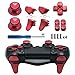 TOMSIN Metal Buttons for PS4 Slim/ PS4 Pro Controller, Aluminum Metal Thumbsticks Analog Grip & Bullet Buttons & D-pad & L1 R1 L2 R2 Trigger for PS4 Controller Gen 2 (Mental Red)