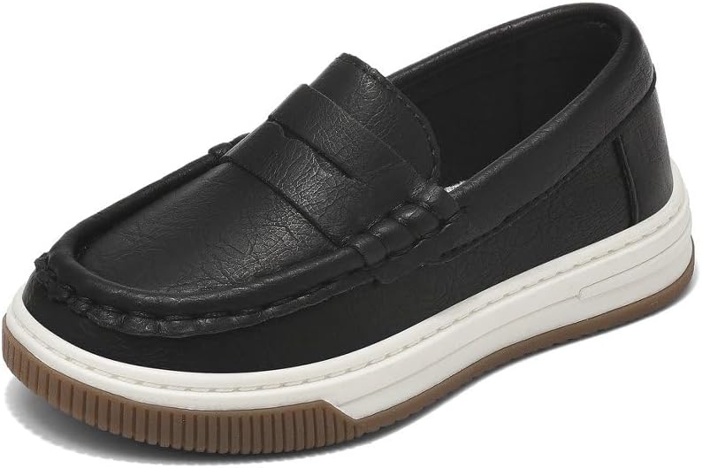 Cubufly Toddler Boys Loafers Penny Dress Shoes Slip-On Boat Shoes PU with Breathable Insole Moccasins Casual (Toddler/Little Kid)