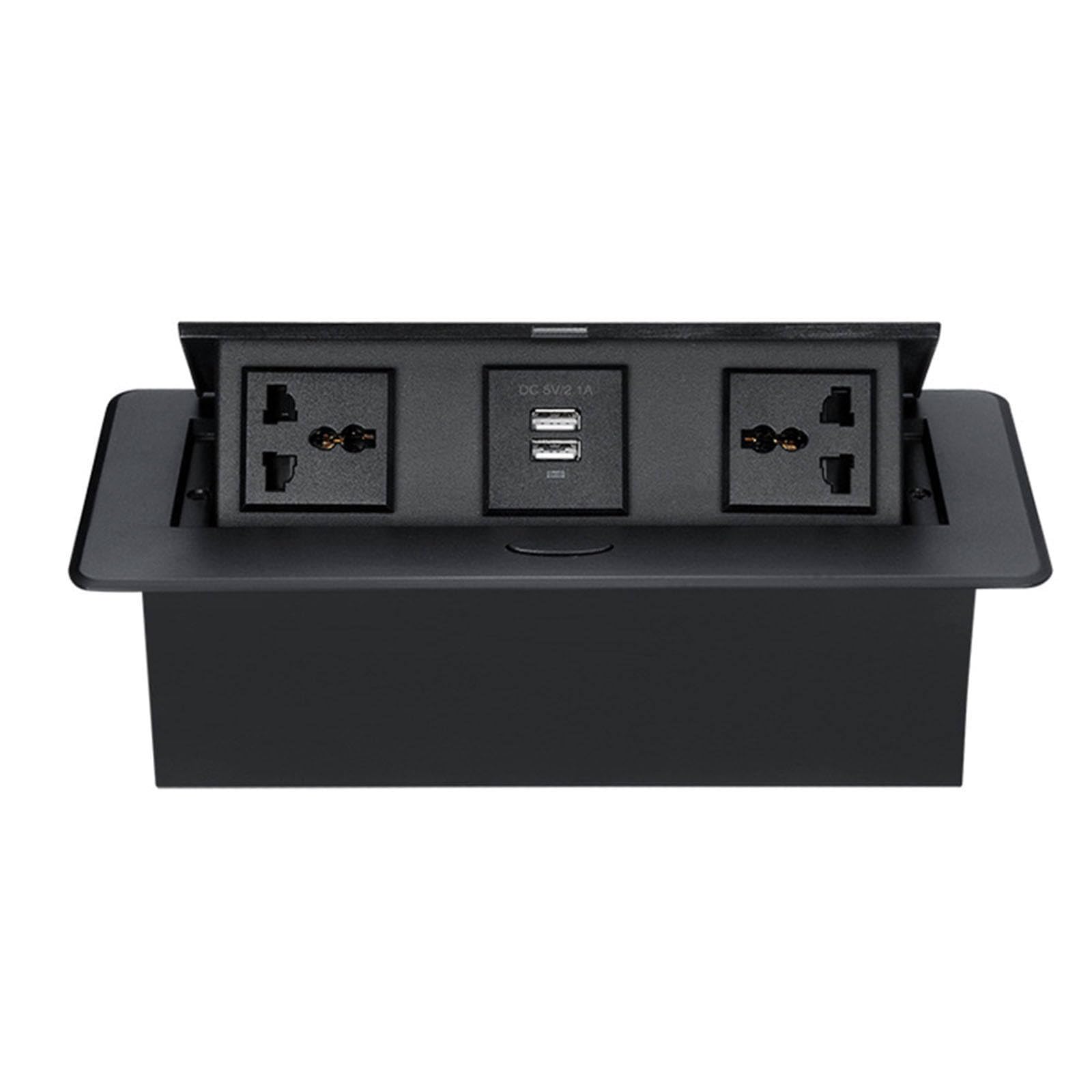 Elektryczny ukryty wpuszczany wbudowany biurko Pop Up Office Hotel B Port Charger Uniwersalny Multi Power Socket Czarny Srebrny,Black