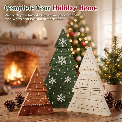 3Pcs Wooden Tabletop Christmas Tree Decorations - image 7