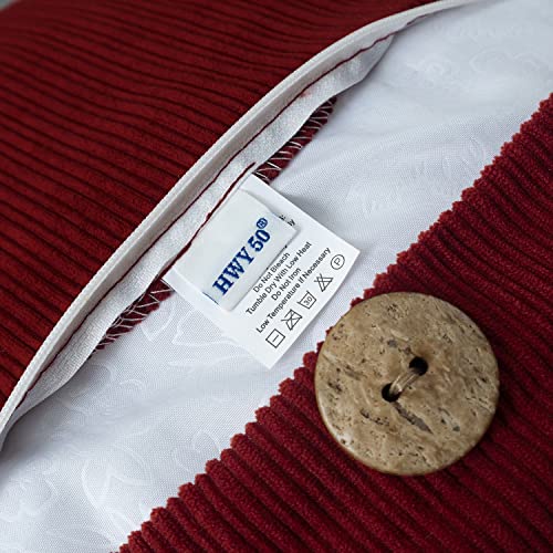 Hwy 50 Burgundy Red Decorative Throw Pillow Covers Set 16X16 Inch For Couch Sofa Bed Living Room, Chenille Soft Solid Farmhouse Throw Pillows Cases Cushion Cover With Triple Buttons Pack Of 2 #TOP2