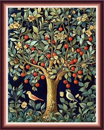 Image of Fanxvivy Stamped Cross Stitch Kits for Beginners Full Range of Cross Stitching Preprinted Embroidery Kits for Adults, 11CT Embroidery Pattern Needlepoint Kits-Birds and Trees 16x20 inch