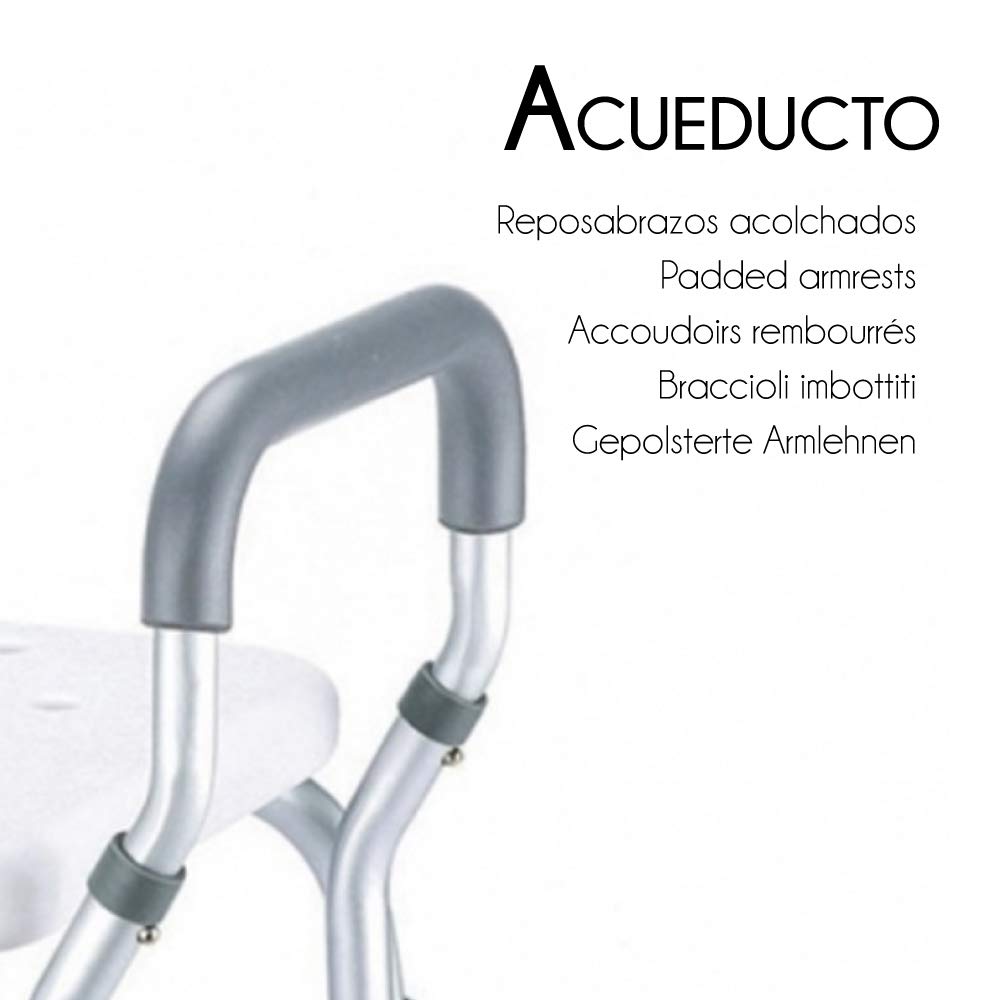 Mobiclinic, Silla Ducha Mayores, Taburete baño Adultos, Acueducto, Marca española, Ortopédica, Aluminio, PVC & Elevador WC para Adulto, con Tapa, 10 centímetros