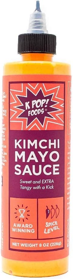 KPOP Foods Kimchi Mayo Sauce. Bold and Zesty Spicy Mayo in Convenient Squeeze Bottle. Low Heat.