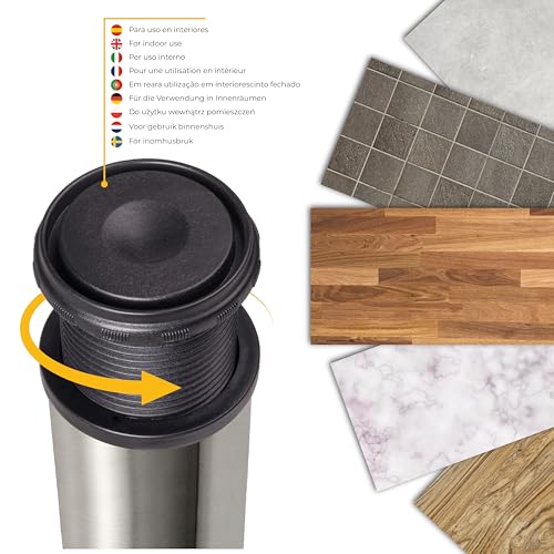 Emuca - Gambe Regolabili Per Tavolo Ø60X710Mm, Kit Di 4 Piedi Per Tavolo In Acciaio, Altezza Regolabile 710-730Mm, Nichel Satinato - 8