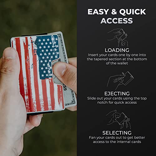 Bankr Mens Minimalist Wallet With Money Clip|Metal Wallet |Rfid Blocking Wallet For Men| Patriot Art Slim Travel Wallet Aluminum | Credit Cards Holder And Money Organizer | Compact Wallet For Men #TOP3