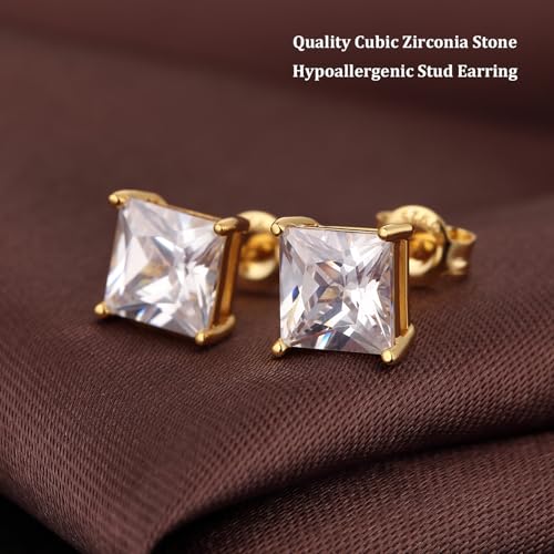 Jiahanzb Square Stud Earrings Cubic Zirconia CZ Earrings for Women Men 925 Sterling Silver Princess Cut Earrings 5mm Hypoallergenic by Jiahanzb - Image 4