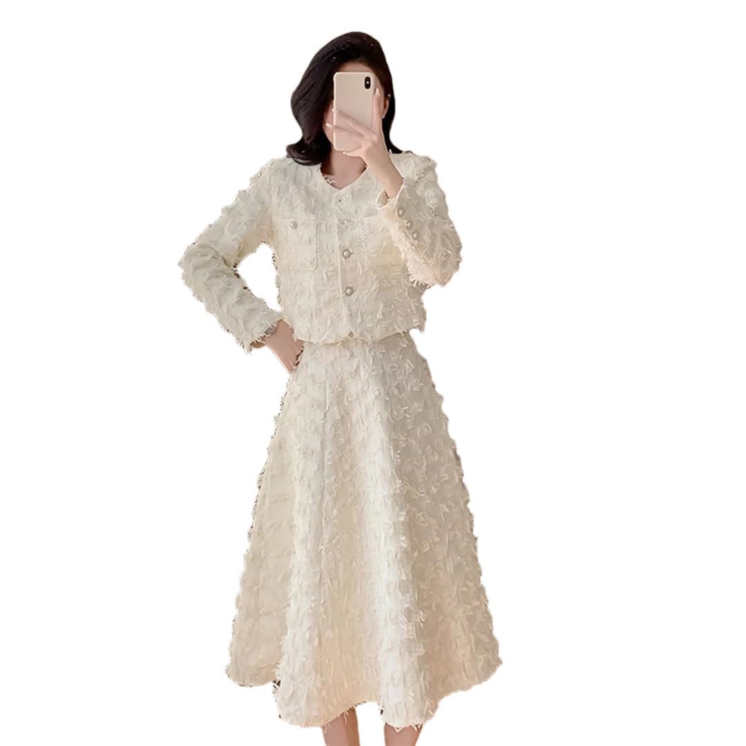 Women Winter Vintage-Inspired Elegant Wide Flare Midi Skirt Set for Office Two-Piece
