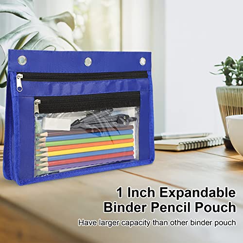 Yoeejob 1Inch Expandable Pencil Pouch For 3 Ring Binder, 6 Pack Large Capacity Pencil Pouch With Zipper, Three Ring Clear Binder Pencil Case Suitable For School And Office(Multicolor) #TOP6